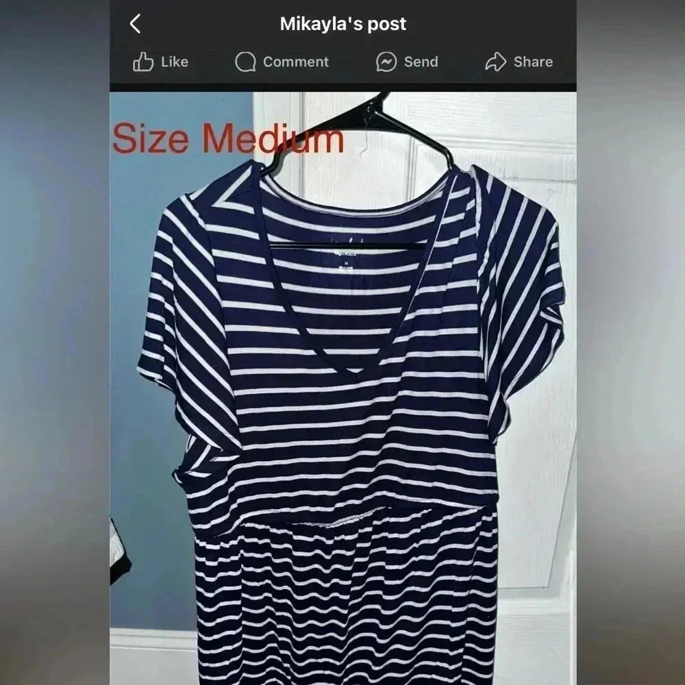 Isabel Maternity Navy Blue & White Striped Flutter Sleeve